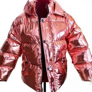 Pink metallic puffy coat